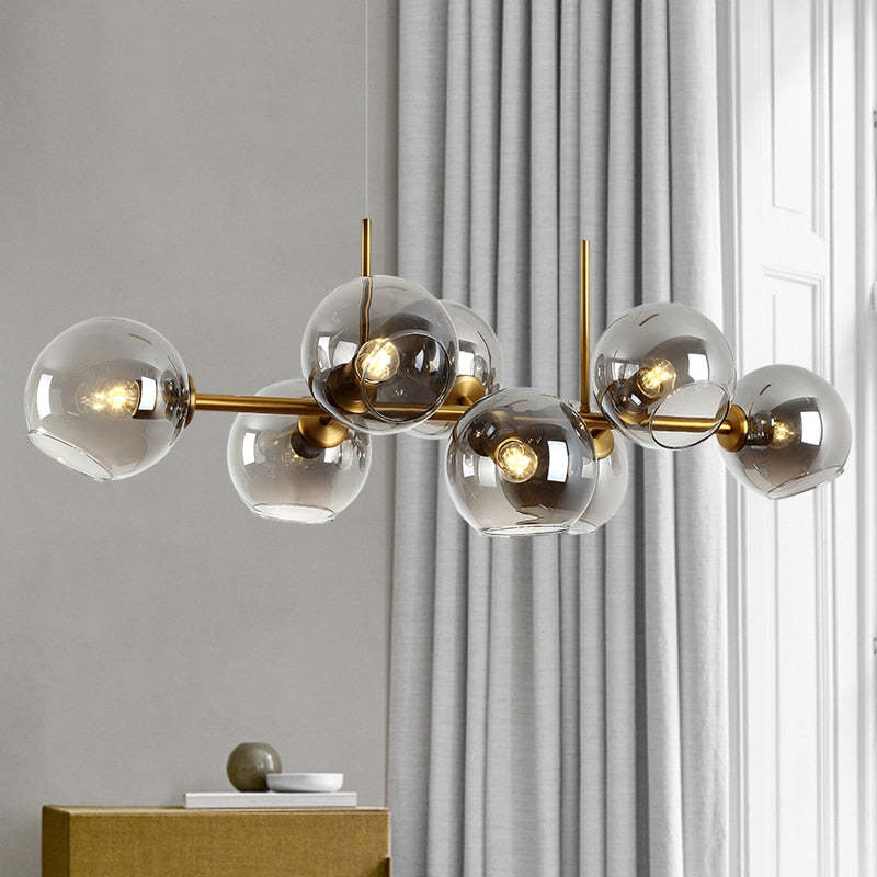 Valentina Modern Glass Globe Bubble Pendant Light Black/Gold - Neutral Decor