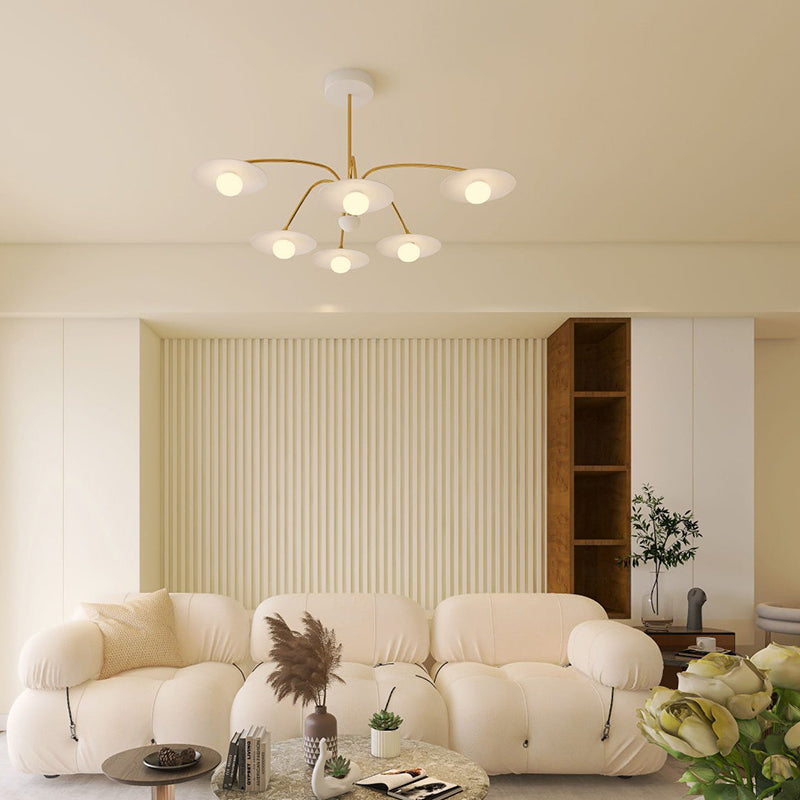Arisha Minimalist Blown Metal Pendant Light, White/Gold - Neutral Decor