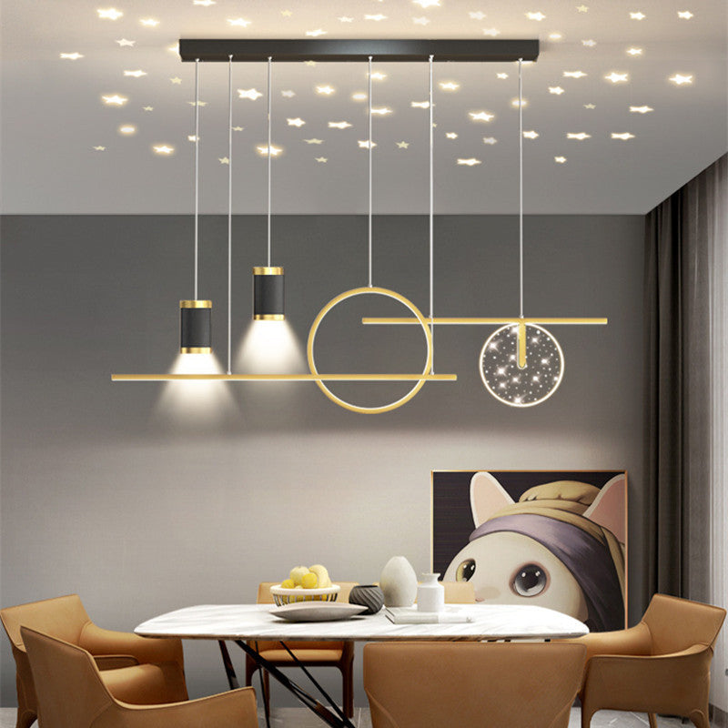 Arisha Modern Metal Starry Pendant Light, Black/White/Gold - Neutral Decor