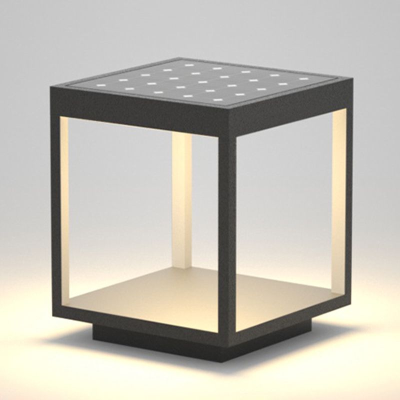 Ray Modern Rectangular Metal LED Outdoor Light Post - Neutral Decor