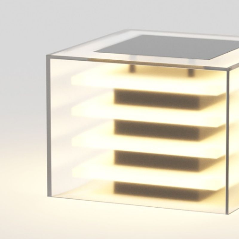 Ray Modern Rectangular Metal Acrylic Outdoor Solar Lamp, Black - Neutral Decor