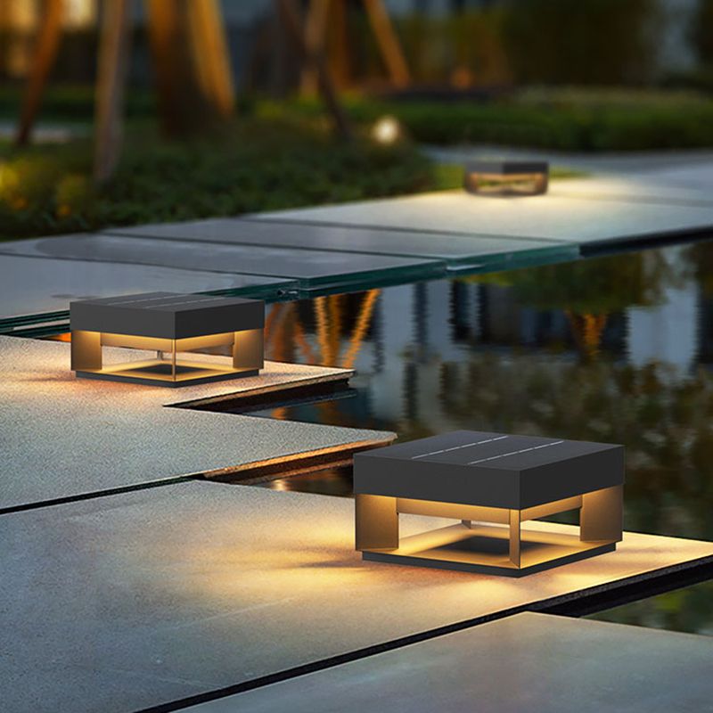Ray Post Modern Solar Square Metal LED Outdoor Light - Neutral Decor