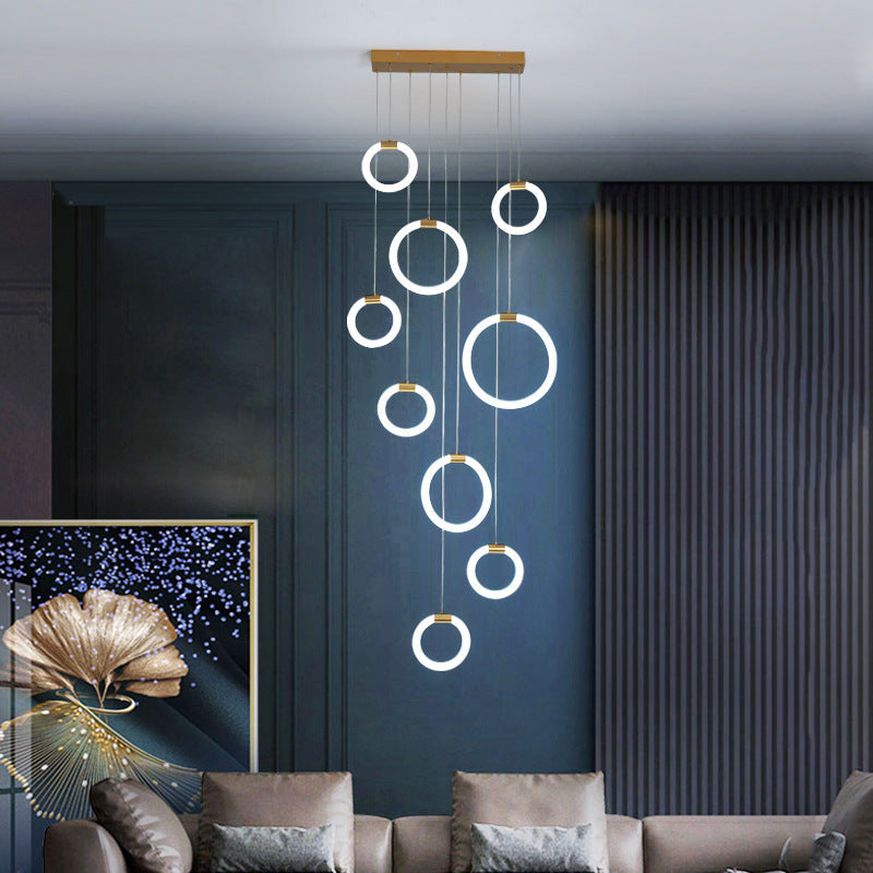 Arisha Minimalist Staircase Ring Metal Pendant Light - Neutral Decor
