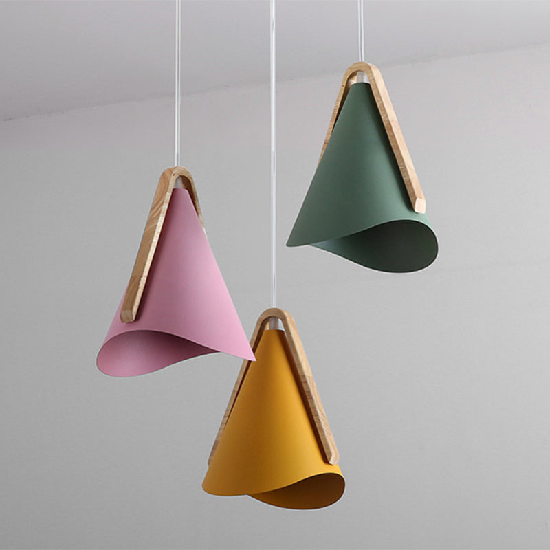 Valentina Modern Cone Pendant Light, Wood/Metal - Neutral Decor