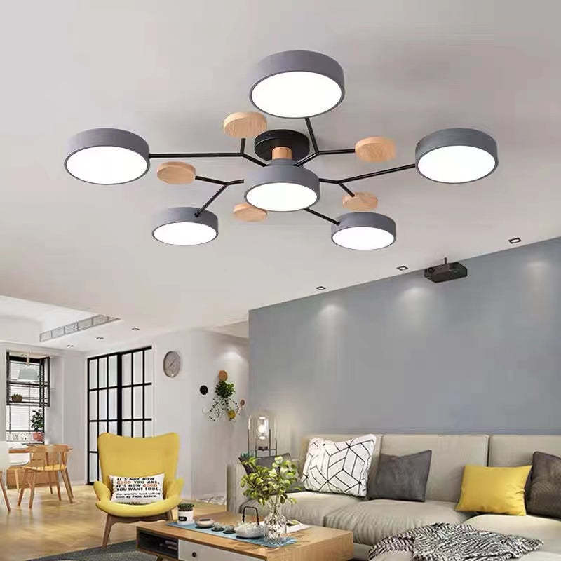 Arisha Ceiling Light, Wood Round for Living Room - Neutral Decor