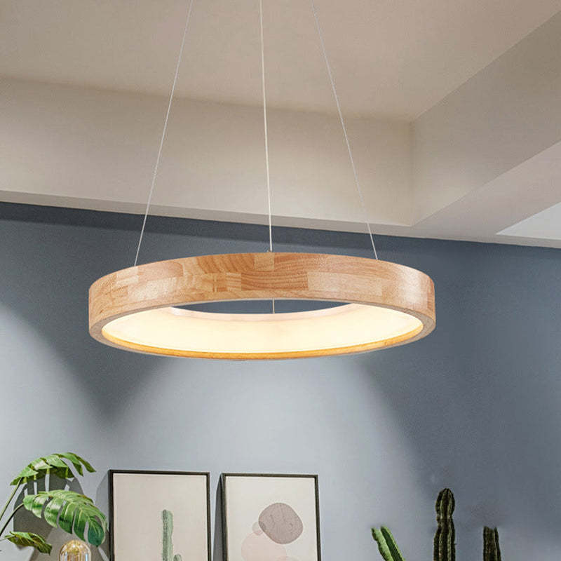 Muto Modern Ring Wood Pendant Light - Neutral Decor