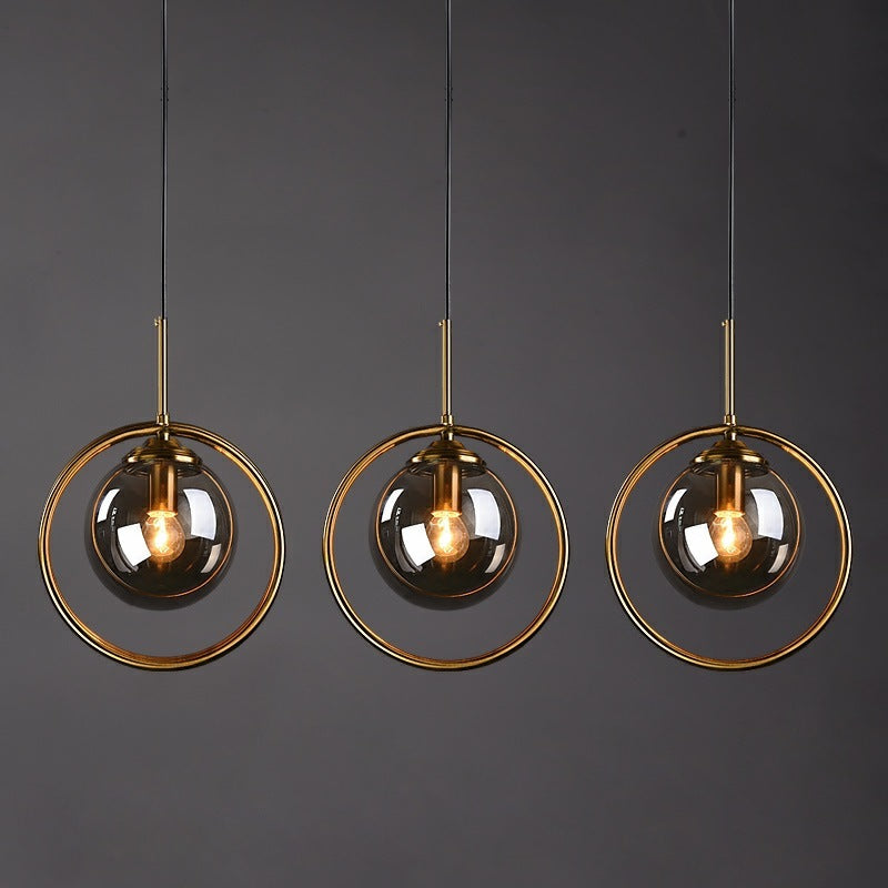 Zoey Glass Pendant Light with a Metal Ring-Neutral Decor