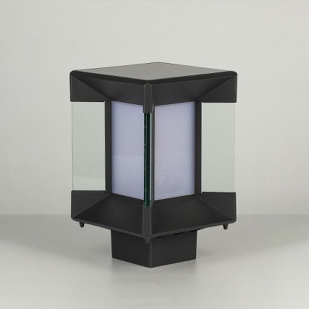 Ray Modern Rectangular Metal Glass Outdoor Lamp, Black/Black-Gold - Neutral Decor
