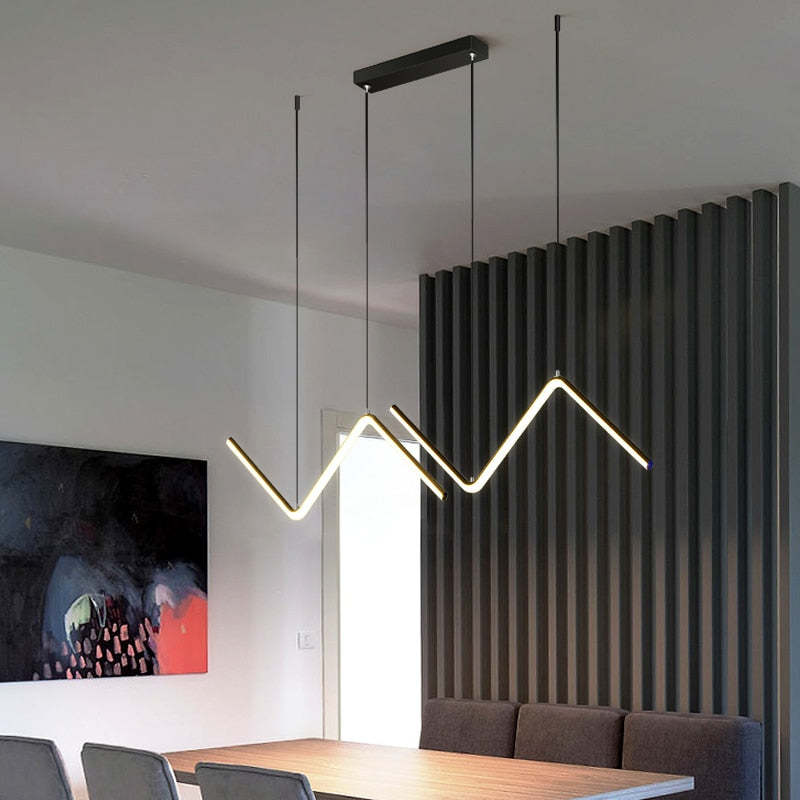 Arisha Modern Wavy linear Pendant Light Double, Black/Gold - Neutral Decor