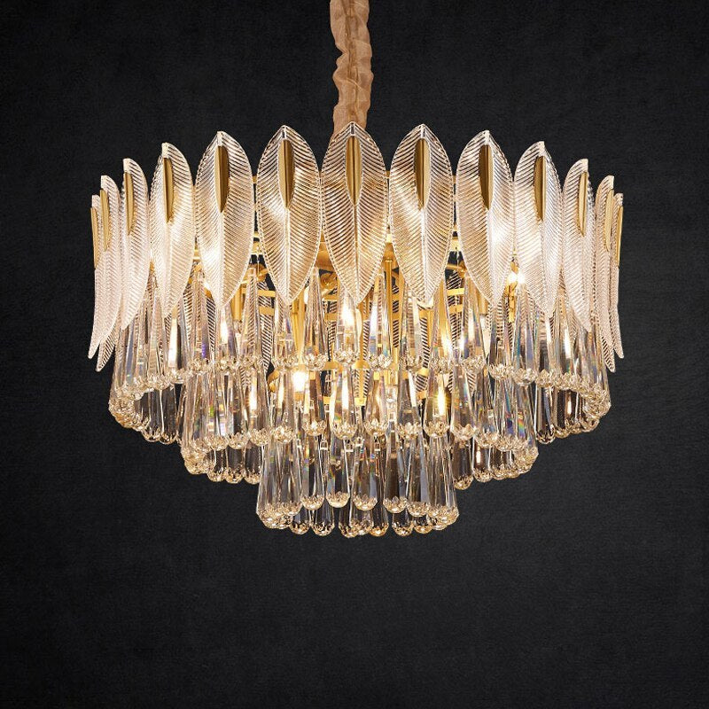 Arisha Luxury Feather Crystal Chandelier, Living Room - Neutral Decor