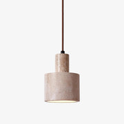 Cylindrical Travertine Pendant Lamp-Neutral Decor