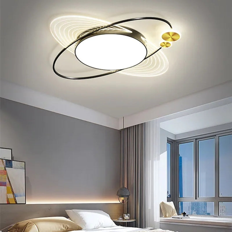 Arisha Simple Design Circle LED Flush Mount Ceiling Light, Black/Gold - Neutral Decor