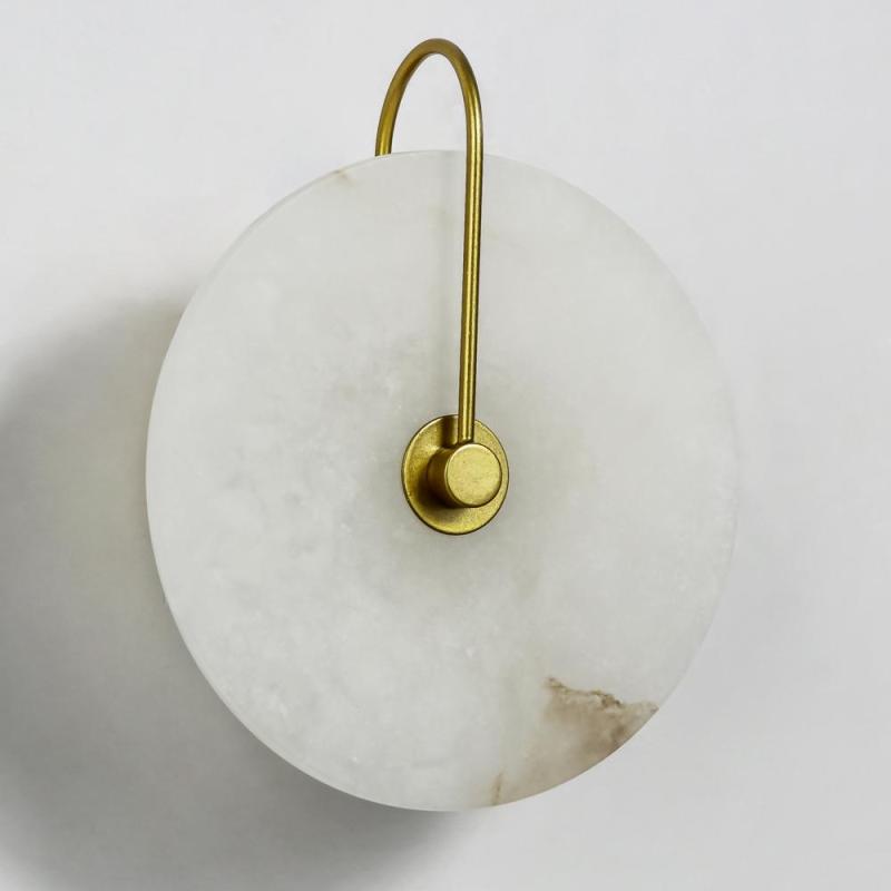 Arisha Round Bedside Wall Light, Artificial Marble, Gold & Black - Neutral Decor