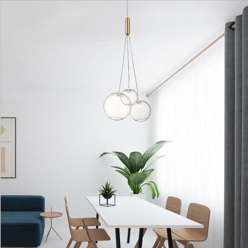 Valentina Glass Globe Bubble Pendant Light LED Stary - Neutral Decor