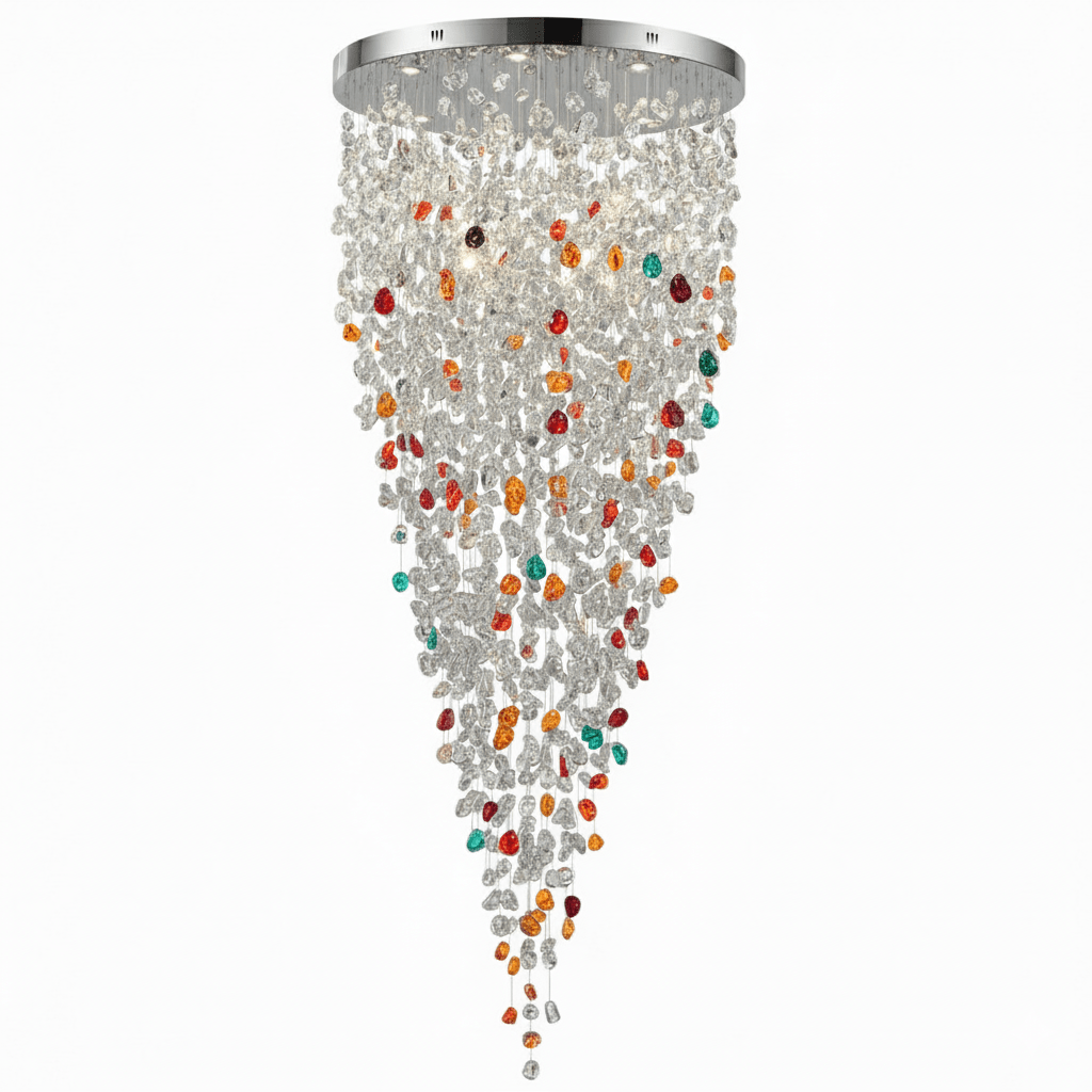 Crystal Stone Chandelier-Neutral Decor