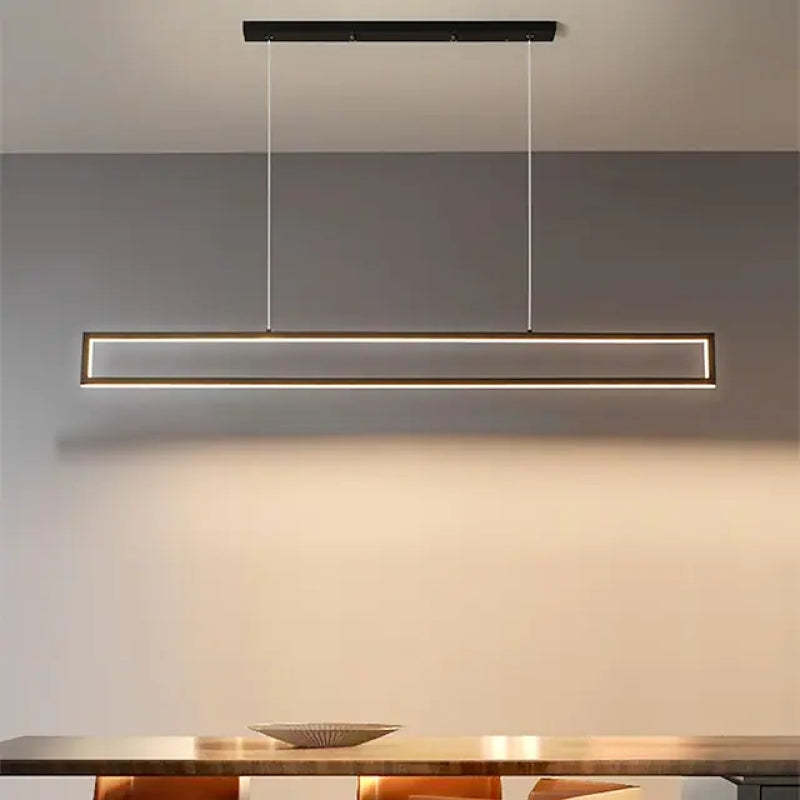 Arisha Modern Metal Vertical Rectangular Pendant Light, Black - Neutral Decor