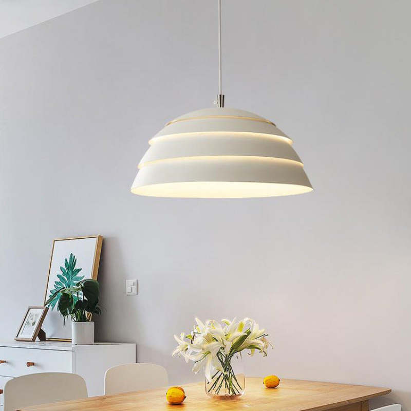 Arisha Design Semi-Globe Metal Pendant Light, Black/White - Neutral Decor