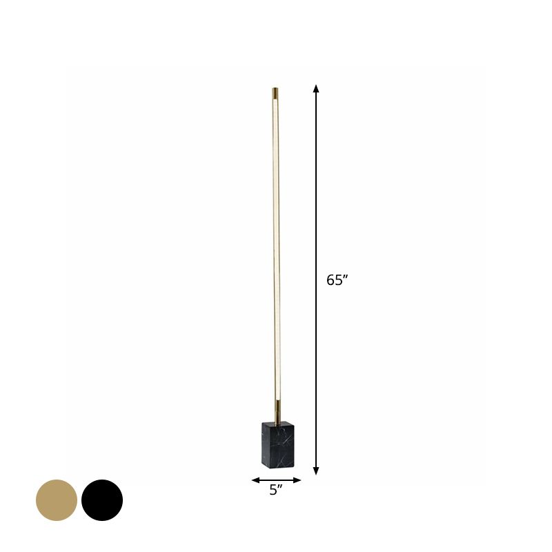 Edge Minimalist Linear Floor Lamp, Black/Gold, Metal/Marble - Neutral Decor