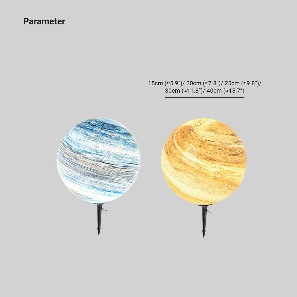 Ray Decorative Solar Acrylic Planet Outdoor Ground Light, Milk Curry/Blue - Neutral Decor