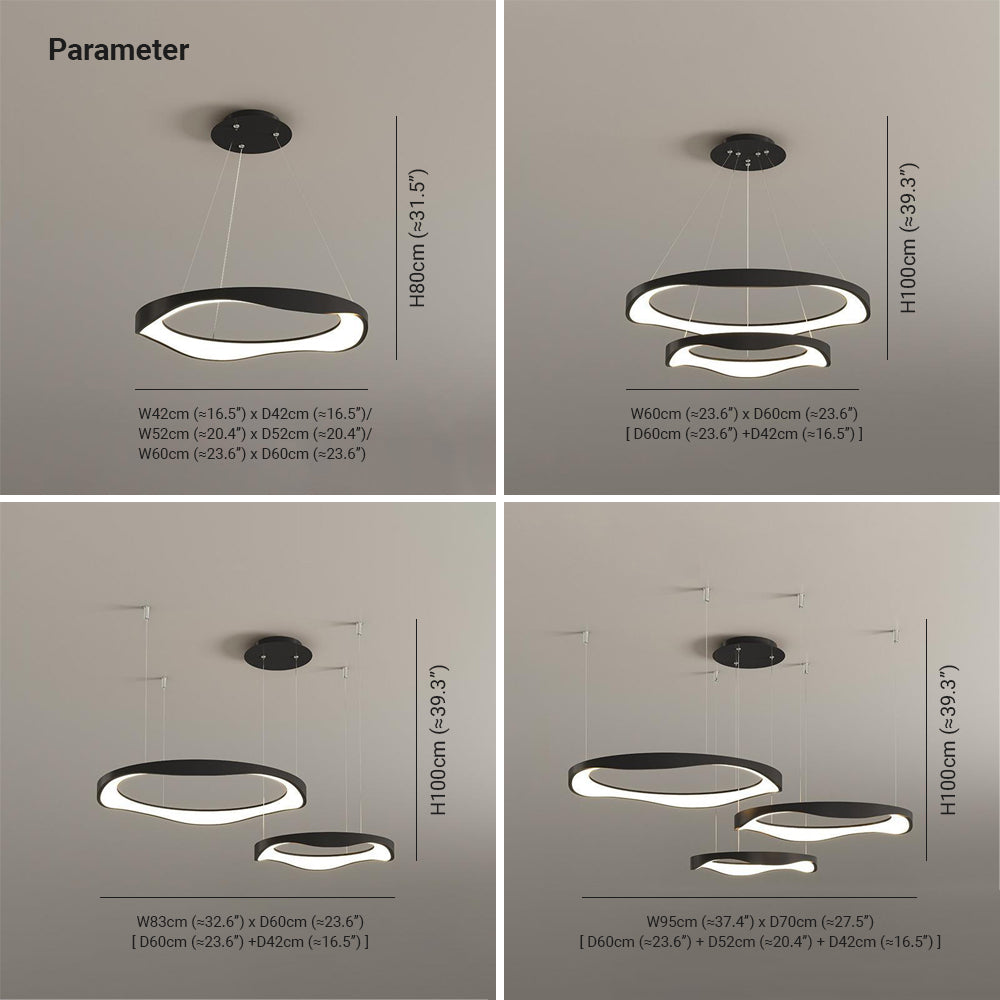 Arisha Pendant Light Rond Modern, Black/White, Dining Room - Neutral Decor