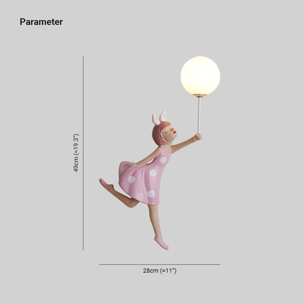 Arisha Modern Balloon/Girl Shape Acrylic Pink Wall Lamp - Neutral Decor