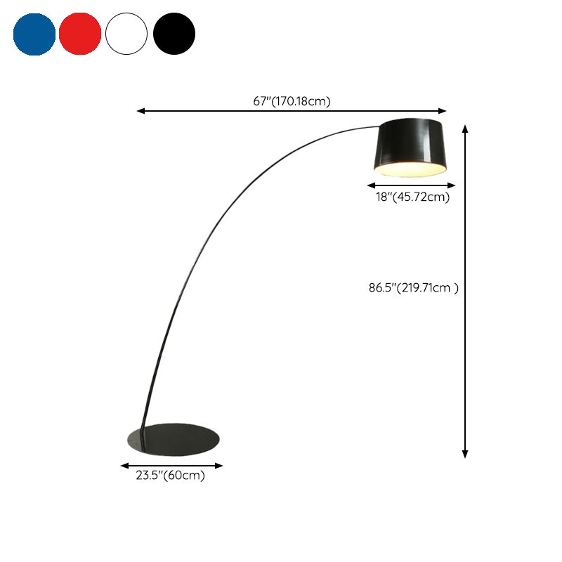 Eryn Floor Lamp Cool Modern, Metal Arc, Black/White/Red/Blue, Bedroom - Neutral Decor