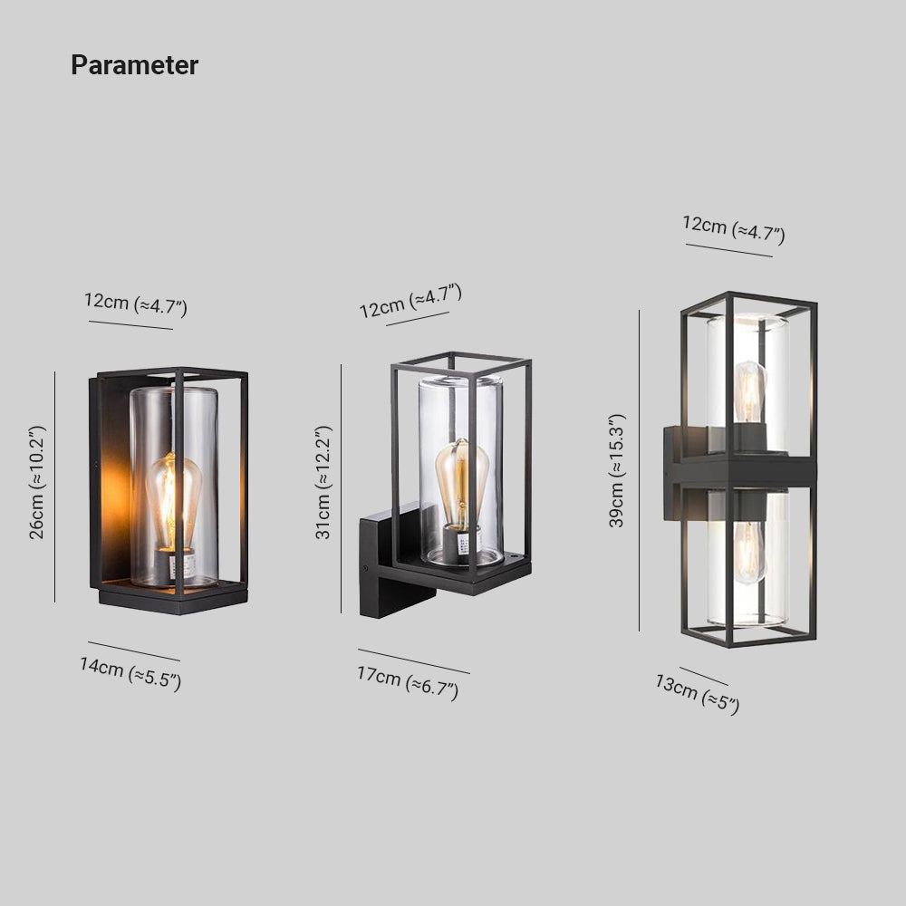 Ray Modern Rectangular Metal Outdoor Wall Lamp, Black - Neutral Decor