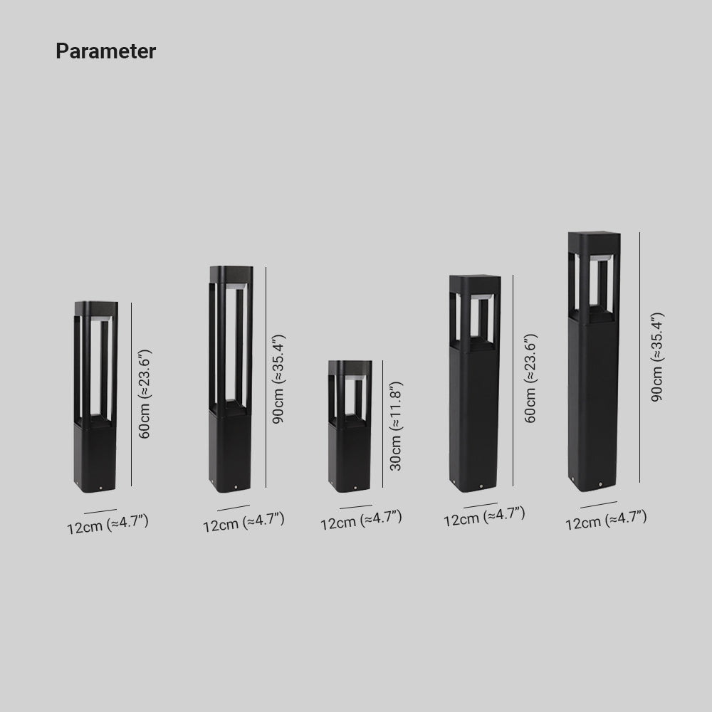 Ray Metal Rectangular Hollow Outdoor Path Light, Black - Neutral Decor