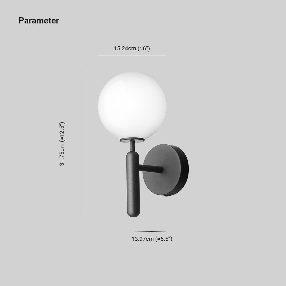 Valentina Wall Lamp Modern Globe, Metal/Glass, Black/Gold, Hallway - Neutral Decor