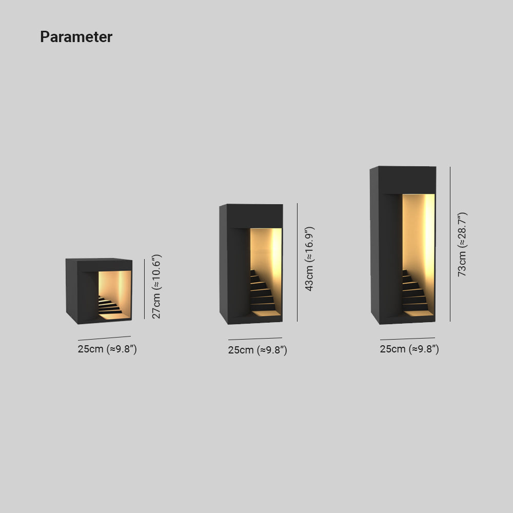 Ray Minimalist Waterproof Cuboid Rechargeable/Solar Lamp de Table, Black/White - Neutral Decor
