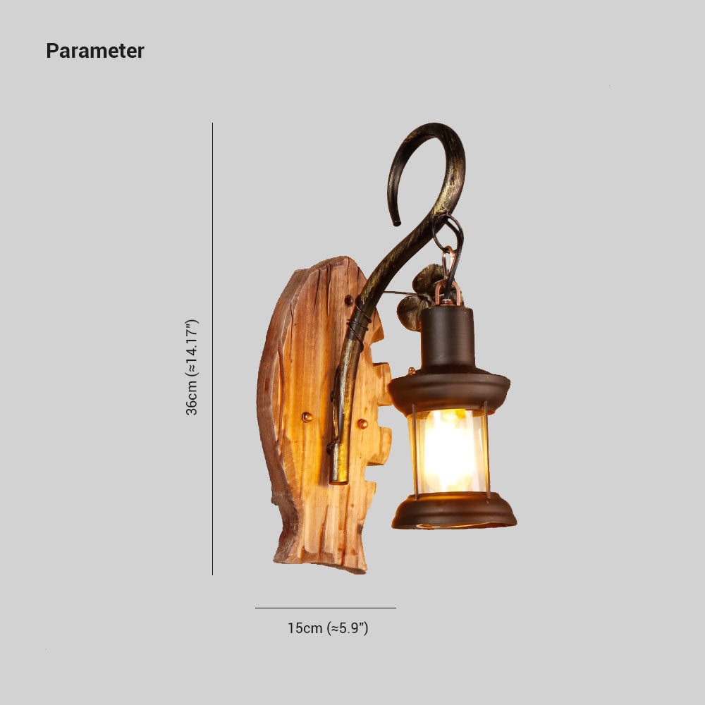 Epoch Wall Lamp Fish Shape Vintage, Wood/Metal, Bedroom - Neutral Decor