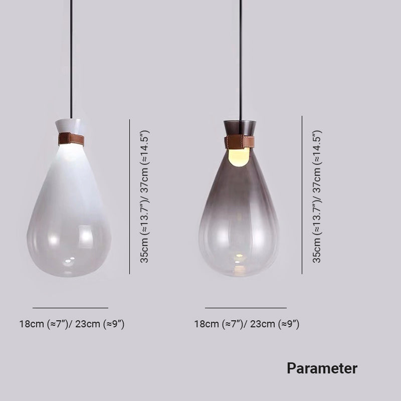 Valentina Minimalist Teardrop Shaped Glass Pendant Light, Smoke Gray/White - Neutral Decor