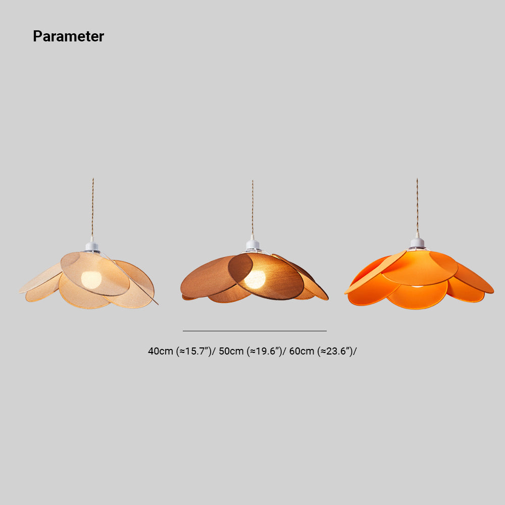 Ritta Minimalist Fabric Flower Pendant Light, Orange/Brown/Beige - Neutral Decor