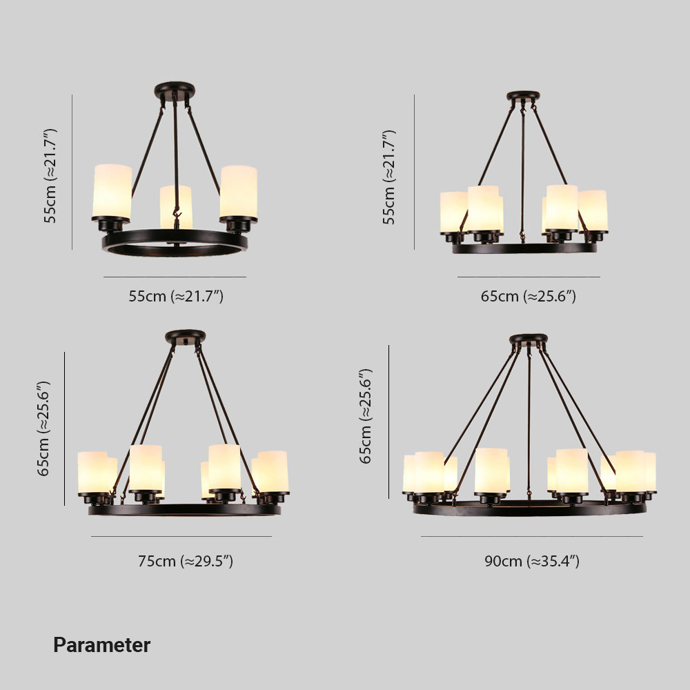 Silva Retro Black Metal/Glass Chandelier for Living Room - Neutral Decor