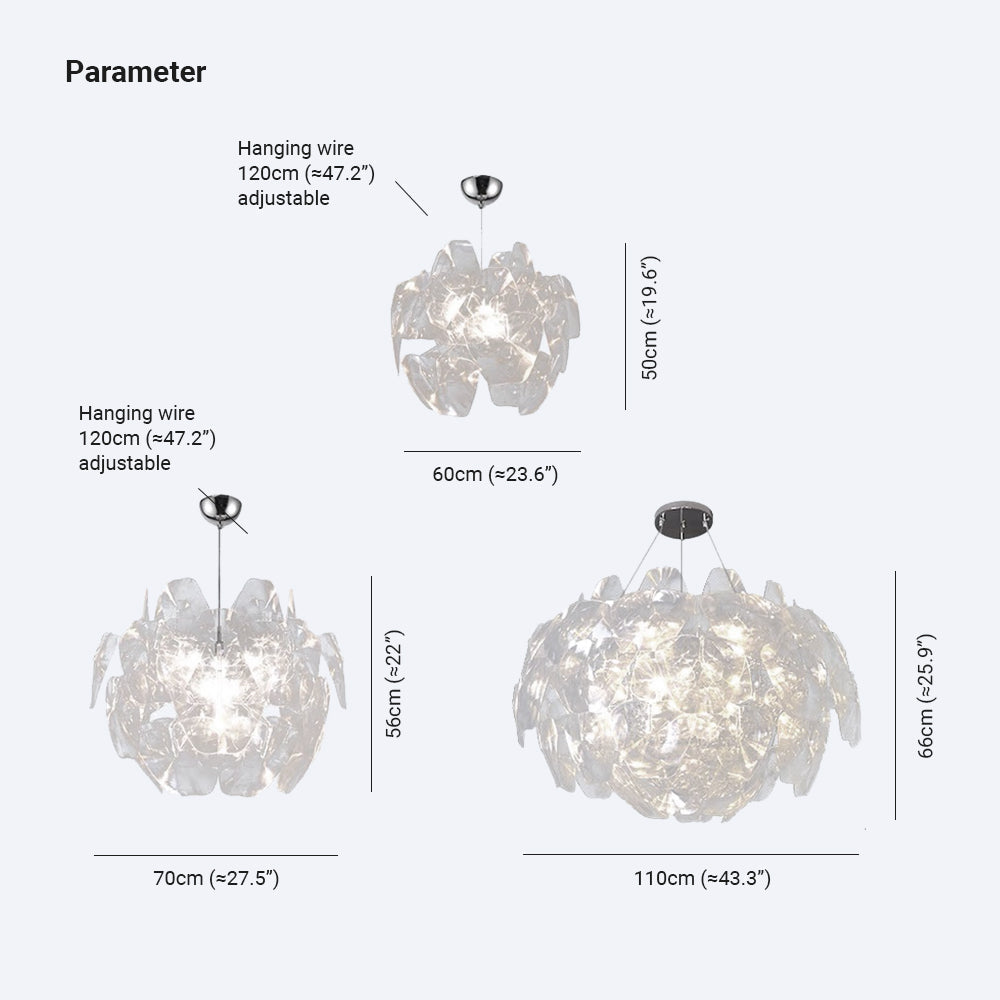 Arisha Unique Diamond Flower Metal Pendant Light, Living Room - Neutral Decor