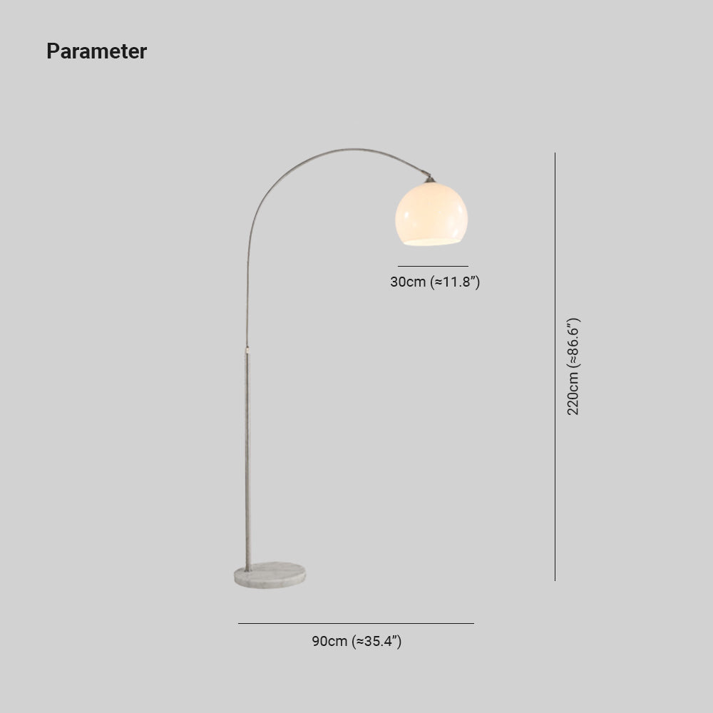Mira Floor Arc Lamp, Tall Floor Light, Modern, Orange/ White - Neutral Decor