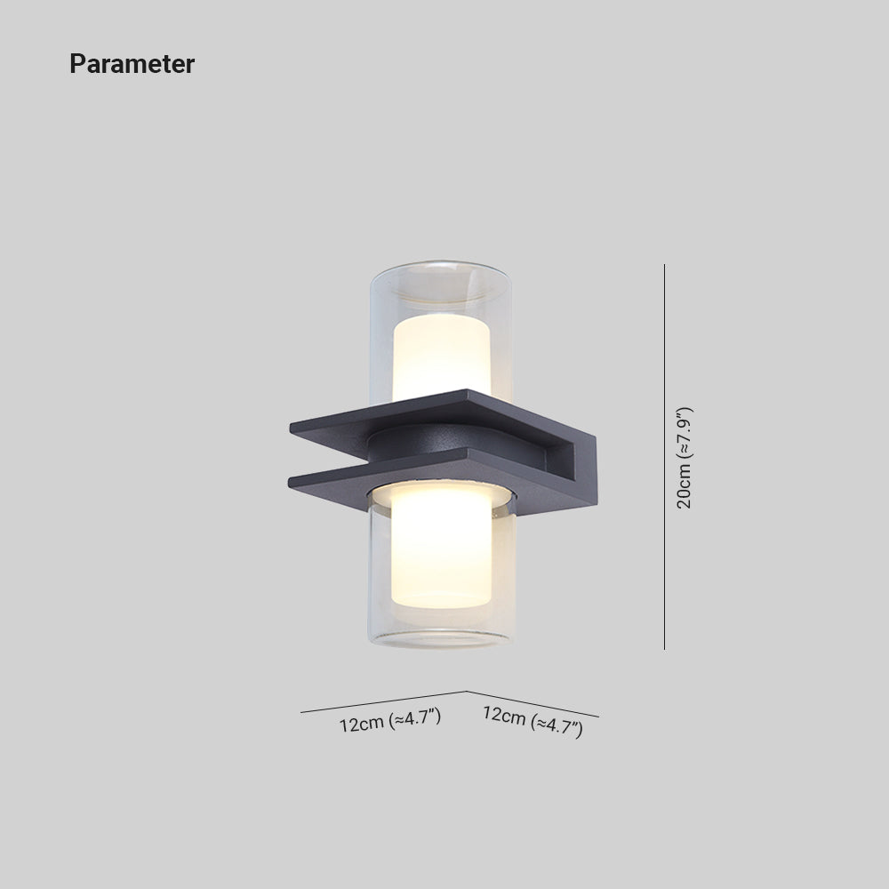 Ray Modern Cylindrical Metal Outdoor Wall Lamp With 2 Heads, Black - Neutral Decor