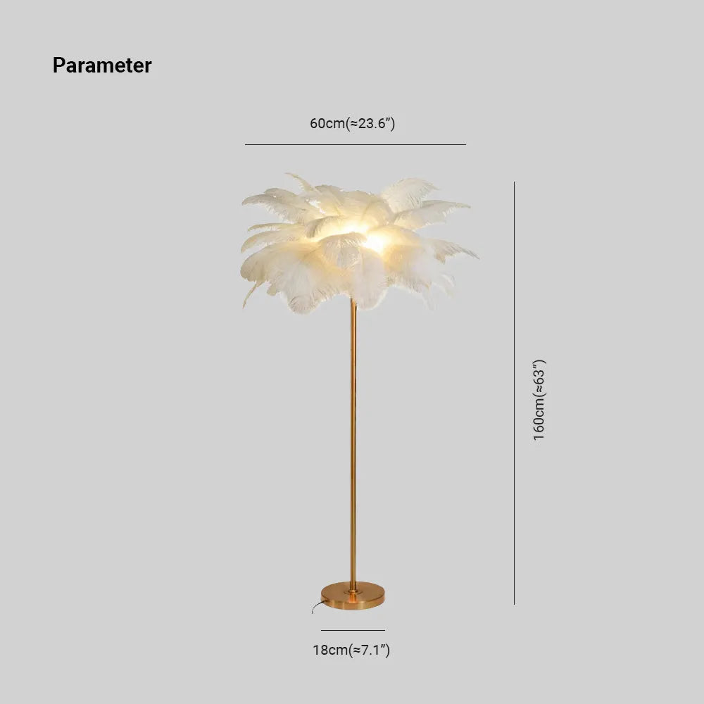 O'Moore Modern Natural Ostrich Feather Gold-plated Floor Lamp - Neutral Decor