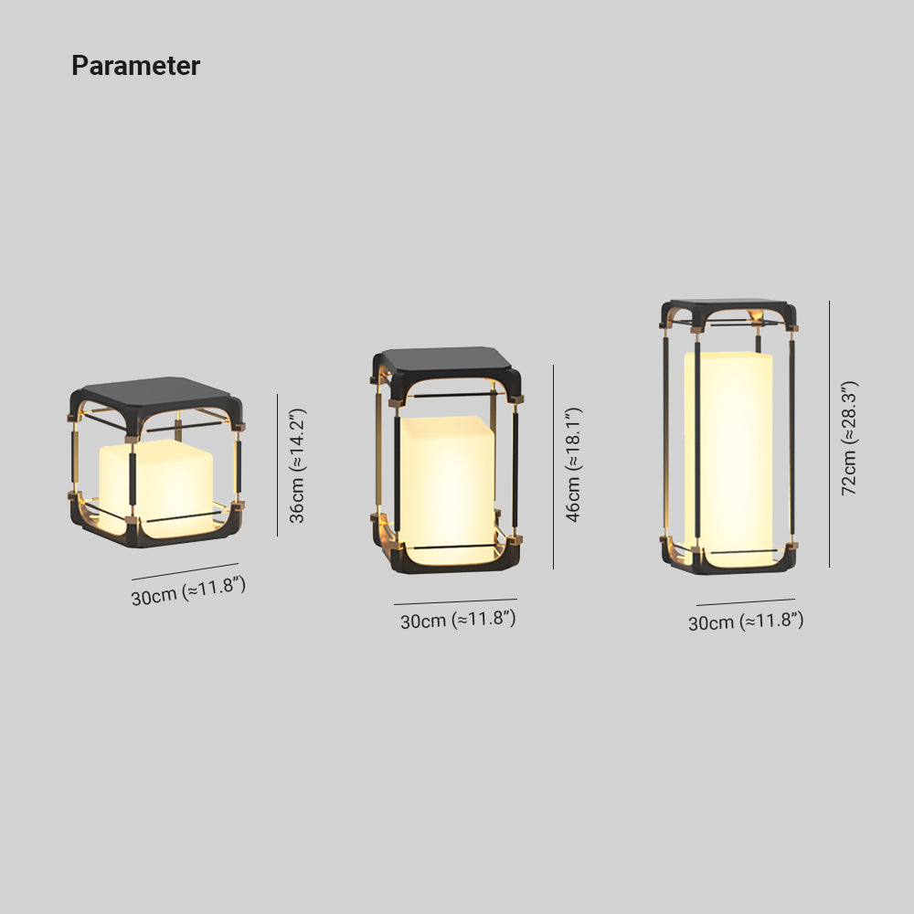 Ray Simple Cube/Cuboid Outdoor Floor Lamp, Hardwired/Solar, Black - Neutral Decor