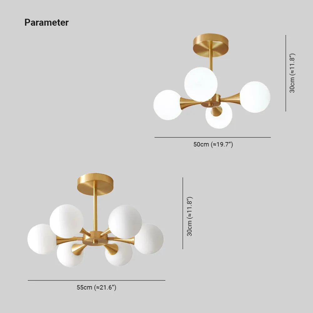 Valentina Contemporary Flush Mount Ceiling Light, Glass Bubble - Neutral Decor
