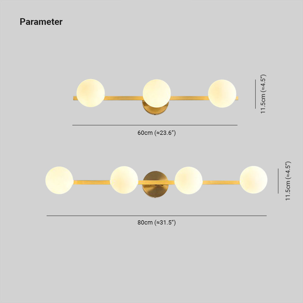 Valentina Retro Globe Linear Metal/Glass Wall Lamp, Gold, Bathroom - Neutral Decor