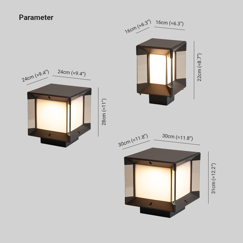 Ray Modern Rectangular Metal Glass Outdoor Lamp, Black/Black-Gold - Neutral Decor