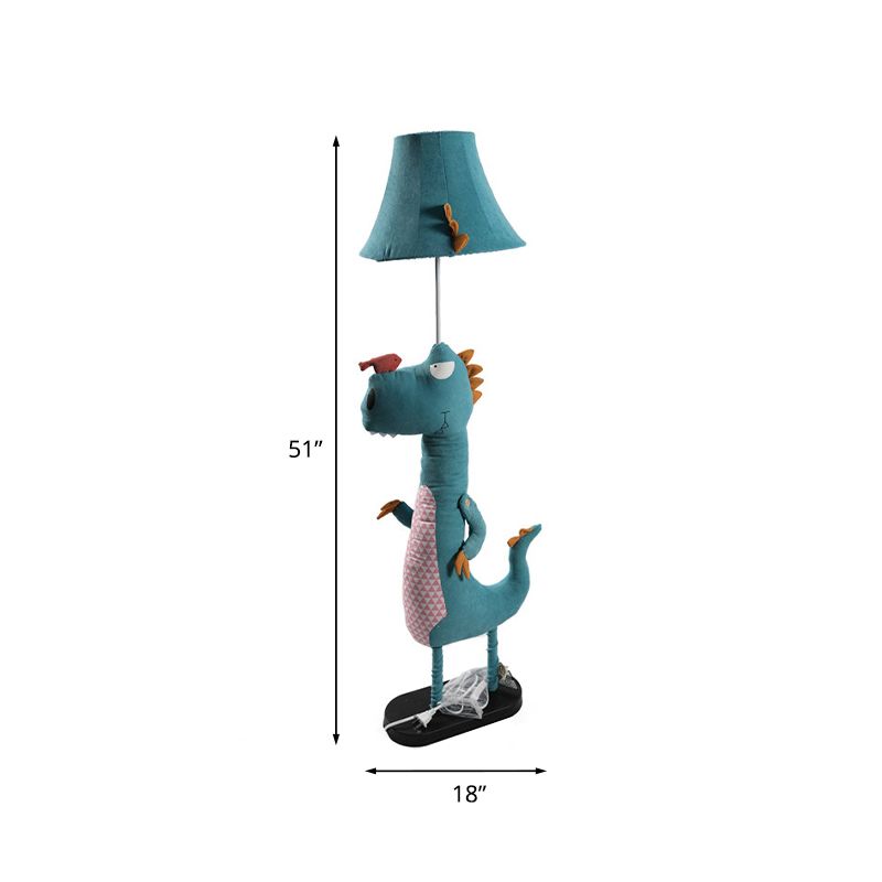 Minori Modern Dinosaur Metal/Fabric Floor Lamp - Neutral Decor