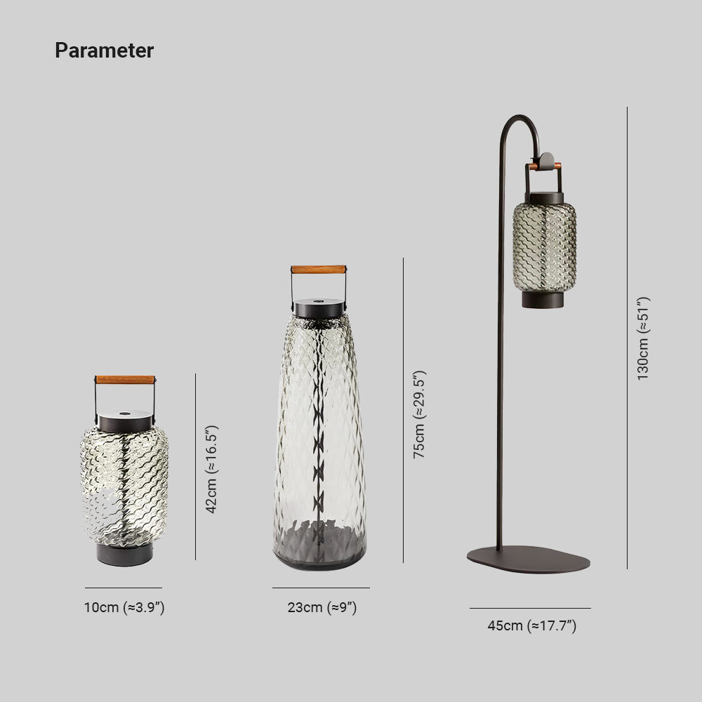 Ray Vintage Lantern Metal/Glass Outdoor Floor Lamp - Neutral Decor