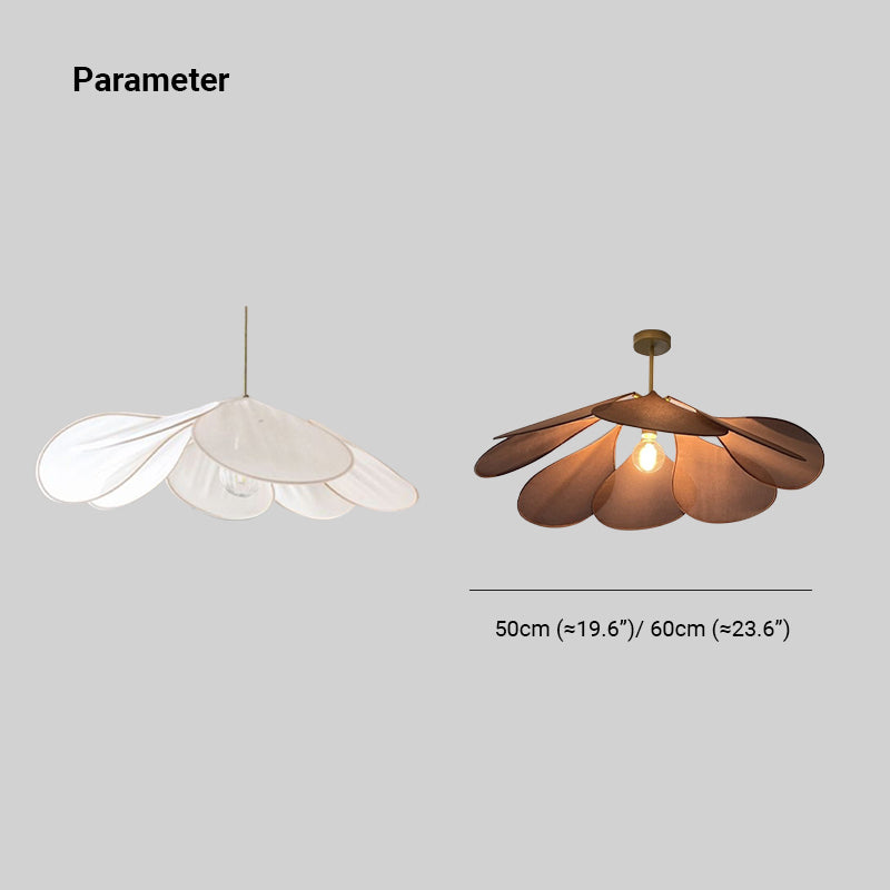 Ritta Pendant Light Vintage Rustic Wabi Sabi, Fabric, White/Brown - Neutral Decor