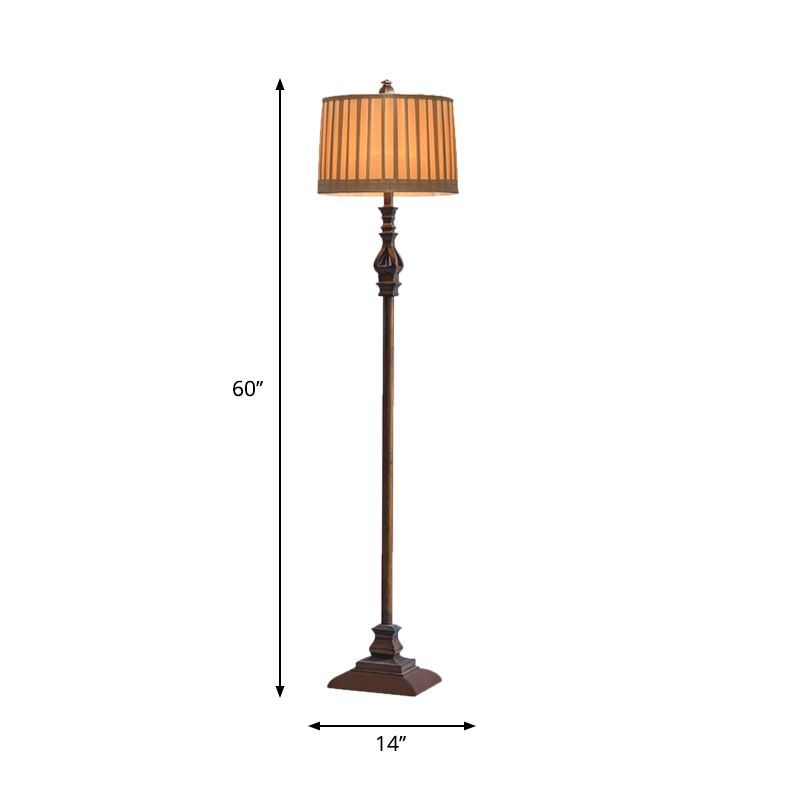 Eryn Vintage Resin/Fabric Standing Floor Lamp, Brown - Neutral Decor