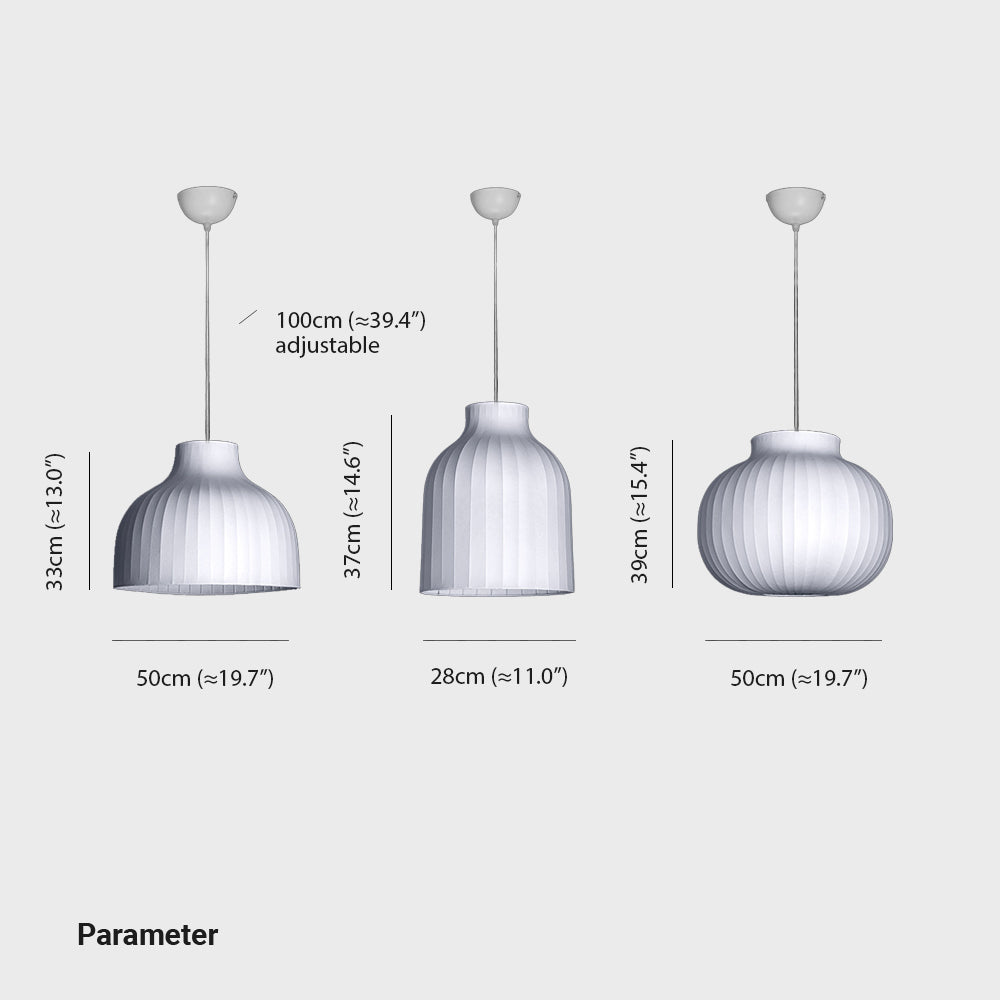 Ritta French Vintage White Pendant Light, Synthetic Silk - Neutral Decor