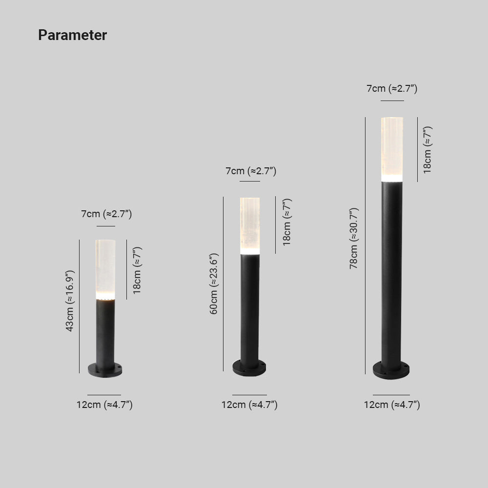 Ray Metal Cylindrical Outdoor Path Light, Black - Neutral Decor