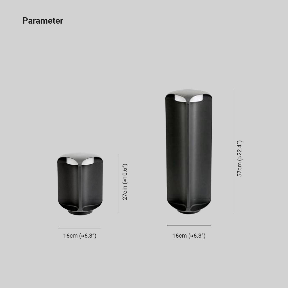 Ray Minimalist Cylinder Outdoor Floor Lamp, Metal/Glass, Black - Neutral Decor