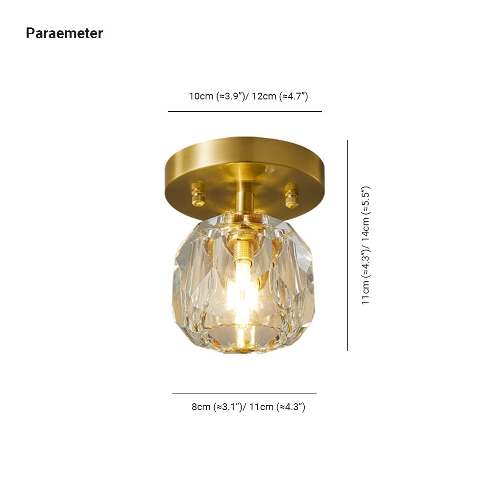 Kristy Luxury Diamond Metal/Acrylic Flush Mount Ceiling Light, Gold - Neutral Decor